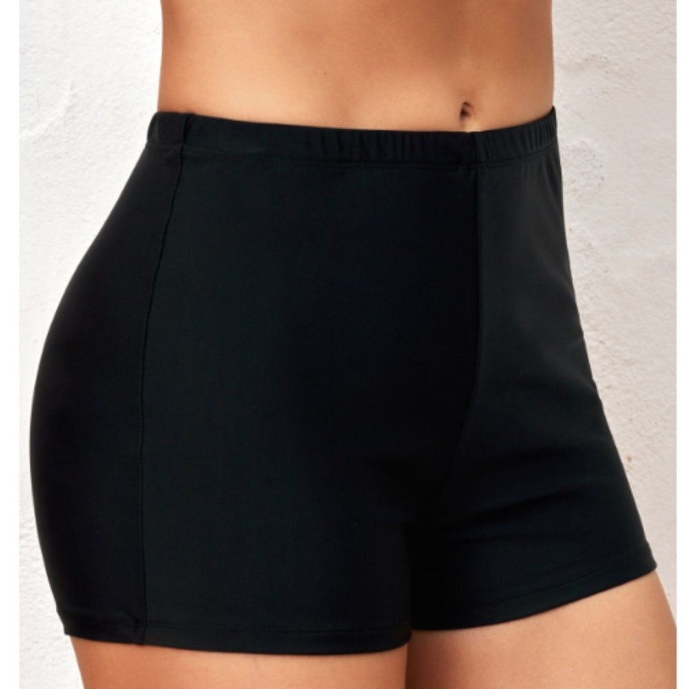 Rotita NWT Mid-Waisted Black Elastic Swimwear Shorts